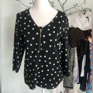 Express Black Polka Dot 3/4 Sleeve Top